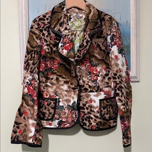 Lapis floral Leopard Print Women's Jacket Blazer size M
